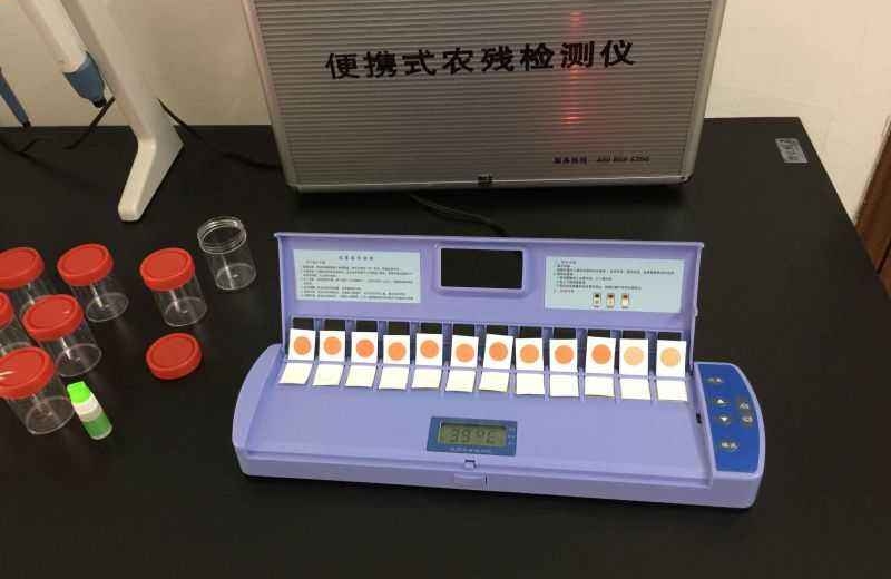 蔬菜大棚內（nèi）使用農（nóng）藥殘留檢測儀進行檢測